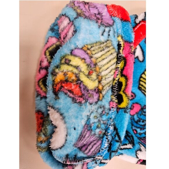 Girls' Plush Pajama Pants, Size Junior Small, Cool Cats and Cupcakes Print - Picture 3 of 5